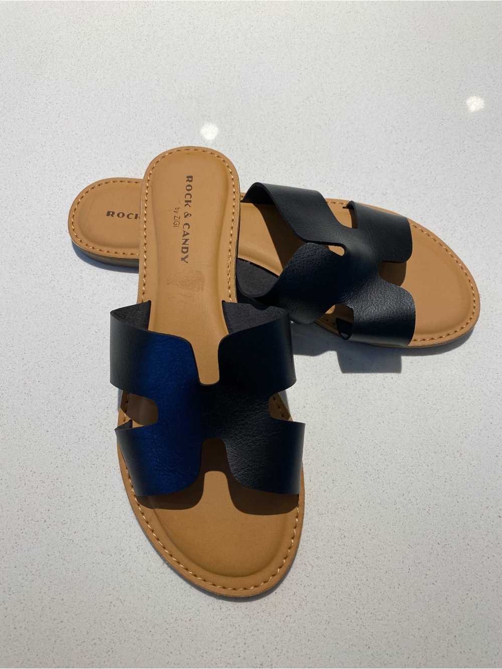 Rock & Candy Black Slide Sandals for Women